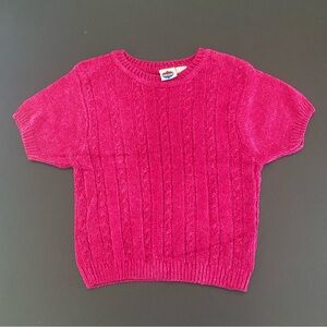 New Legends Knit Sweater Top Short Sleeved Pink Girl’s Silk Vintage